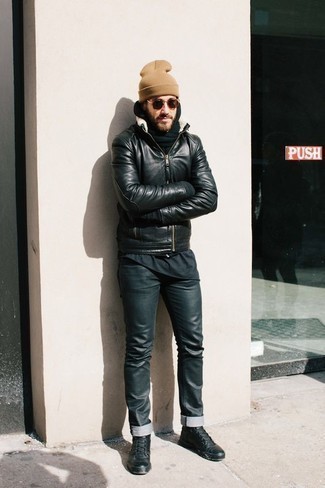 Мужские черные кожаные высокие кеды от Giuseppe Zanotti