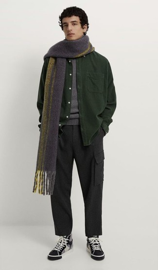 Мужской темно-серый шерстяной шарф от Polo Ralph Lauren
