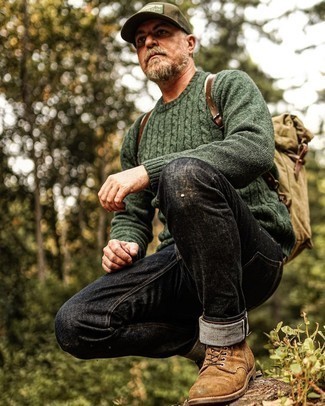 Мужской темно-зеленый вязаный свитер от Burberry