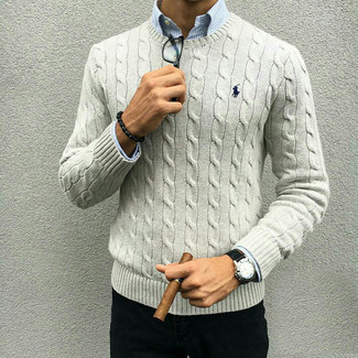 Как носить вязаный свитер с джинсами мужчине: Образ из вязаного свитера и джинсов позволит выглядеть аккуратно, а также выразить твой личный стиль.