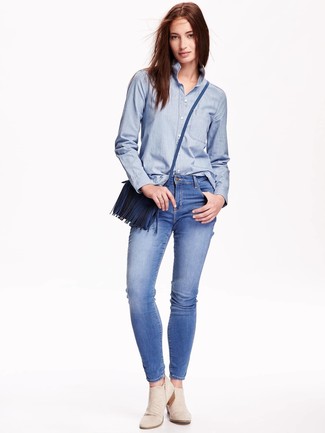Синяя сумка через плечо от Givenchy