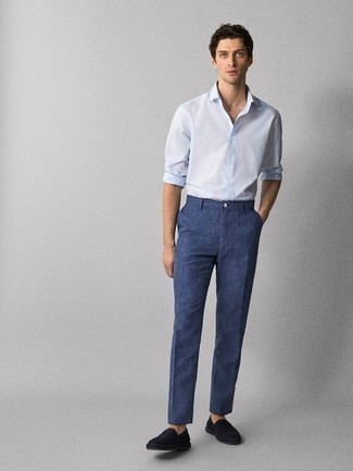 Темно-синие льняные брюки чинос от Polo Ralph Lauren
