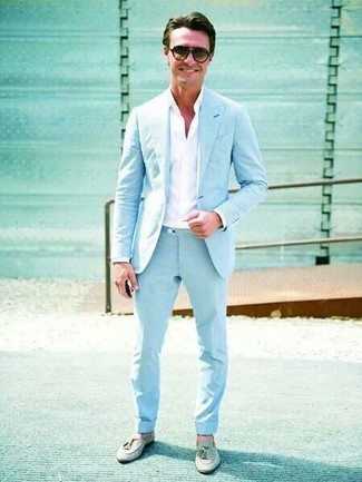 Мужские голубые классические брюки от Donatto