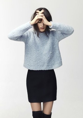 Женский голубой свитер с круглым вырезом от Sies Marjan