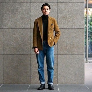 Мужской светло-коричневый шерстяной двубортный пиджак от Tagliatore