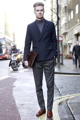 Мужские темно-серые шерстяные классические брюки от Neil Barrett