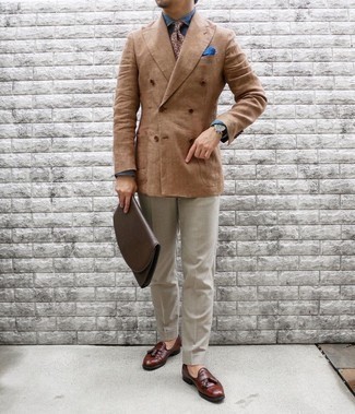 Мужской светло-коричневый галстук с принтом от Versace