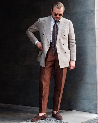 Мужские коричневые классические брюки от Selected