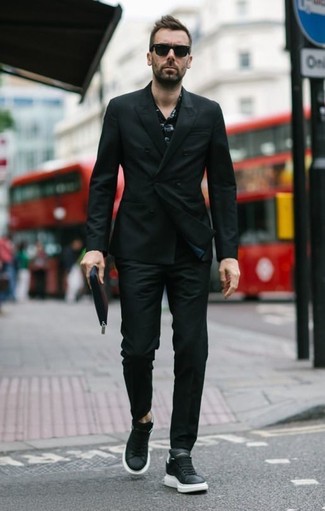 Мужская черная рубашка с длинным рукавом с принтом от PS Paul Smith