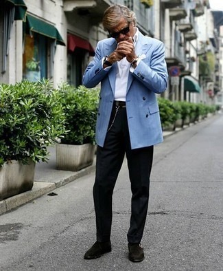 Какие двубортные пиджаки носить с черными классическими брюками за 60 лет мужчине: Двубортный пиджак и черные классические брюки — олицетворение изысканного мужского стиля в одежде. Закончив образ темно-коричневыми замшевыми монками, можно привнести в него свежие нотки.