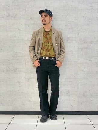 Мужская оливковая рубашка с коротким рукавом с принтом от Yoshiokubo