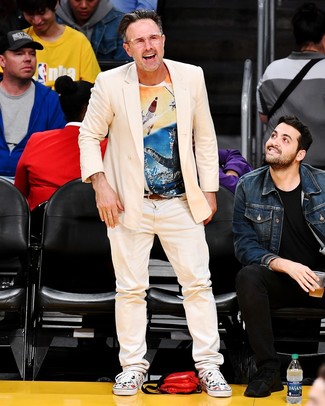 Мужская разноцветная футболка с круглым вырезом с принтом от Dolce & Gabbana