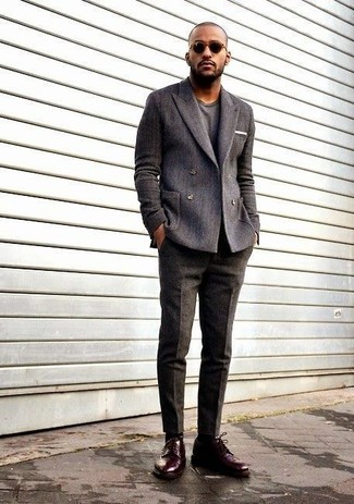 Мужские темно-коричневые шерстяные классические брюки от Canali