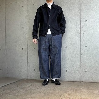 Мужская черная джинсовая куртка от April 77