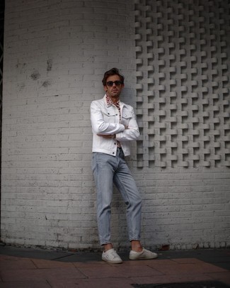 Мужские бело-черные кожаные низкие кеды с принтом от Karl Lagerfeld