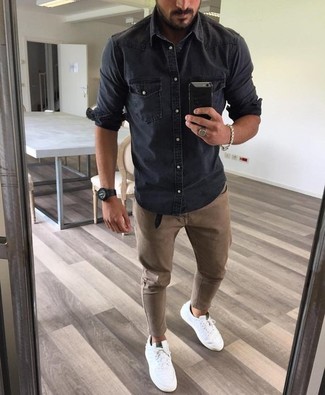 Мужская темно-серая джинсовая рубашка от Off-White