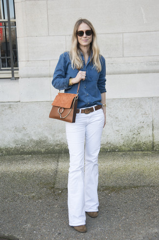 Белые джинсы-клеш от Frame Denim