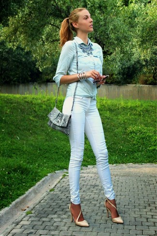 Женская голубая джинсовая рубашка от R13