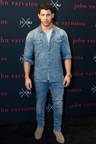 Мужская синяя джинсовая рубашка от Gap