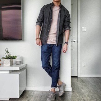 Мужская темно-серая джинсовая рубашка от Philipp Plein