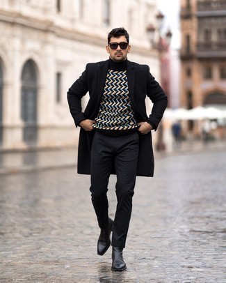 Мужская черная водолазка с принтом от Dolce & Gabbana