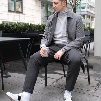 Мужские бело-черные кожаные низкие кеды от adidas