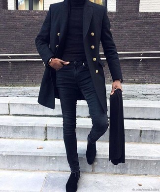 Какие длинные пальто носить с черными ботинками челси в 30 лет осень: Длинное пальто и темно-синие зауженные джинсы — необходимые вещи в арсенале джентльменов с хорошим вкусом в одежде. Любители свежих идей могут дополнить образ черными ботинками челси, тем самым добавив в него немного изысканности. Как нам кажется, это превосходный вариант для пасмурной погоды.
