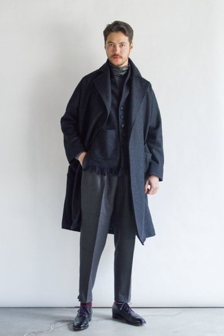 Мужское темно-синее шерстяное пальто от Acne Studios