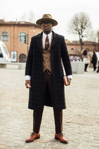 Мужские коричневые классические брюки с узором "гусиные лапки" от Acne Studios
