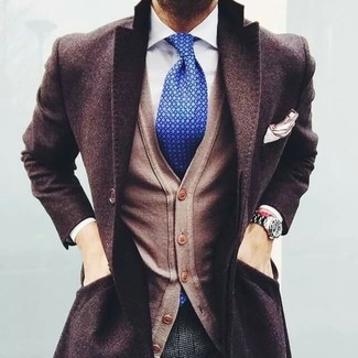 Мужской синий галстук с принтом от Charvet
