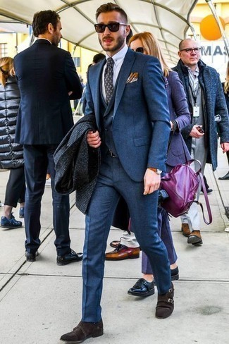 Мужской темно-серый галстук с принтом от Alexander McQueen