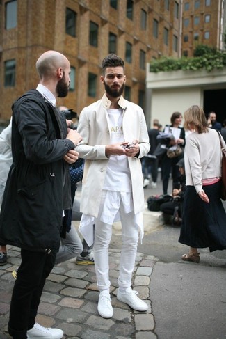 Мужская белая футболка с круглым вырезом с принтом от Eleven Paris