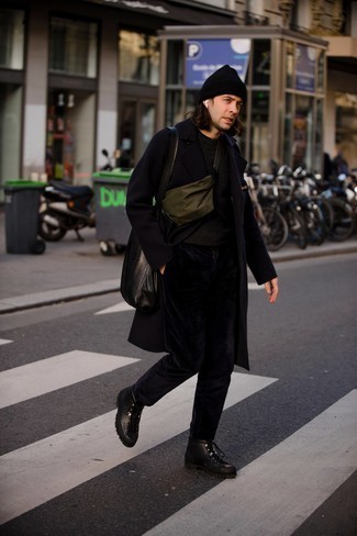 Черное длинное пальто от Bottega Veneta