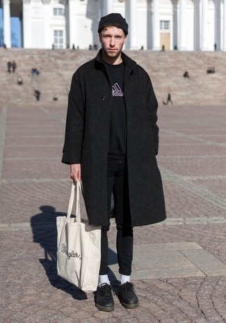 Мужская бело-черная большая сумка из плотной ткани с принтом от Burberry