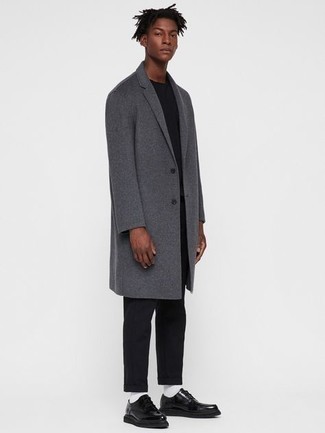 Темно-серое длинное пальто от Jil Sander