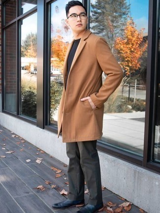 Светло-коричневое длинное пальто от Harris Wharf London