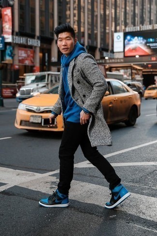 Мужские синие кожаные высокие кеды от adidas