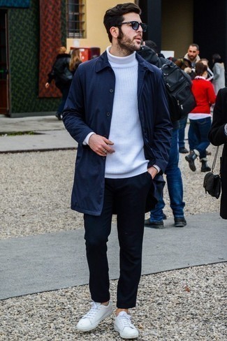 Мужские белые кожаные низкие кеды от Philippe Model
