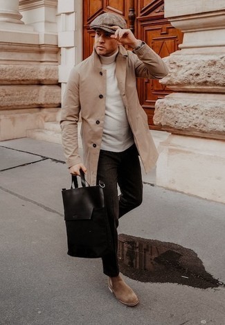 Мужские светло-коричневые замшевые ботинки челси от Saint Laurent