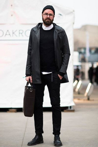 Мужской черный свитер с круглым вырезом от Versace