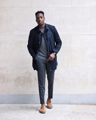 Мужские темно-серые классические брюки от Richard James