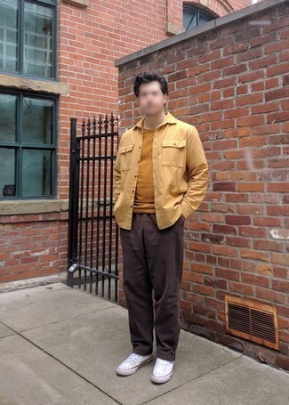 Мужская желтая рубашка с длинным рукавом от Ernest W. Baker
