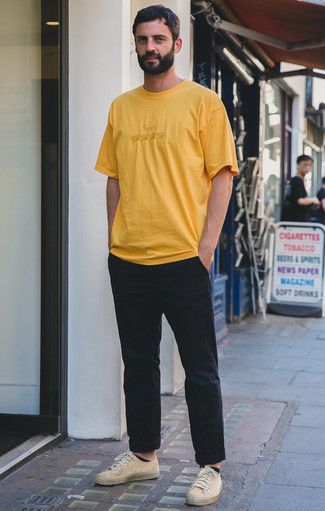 Мужская желтая футболка с круглым вырезом от A.P.C.