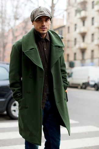 Зеленое длинное пальто от DSquared