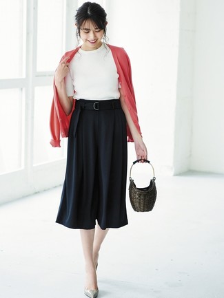 Женская белая кофта с коротким рукавом от Thom Browne