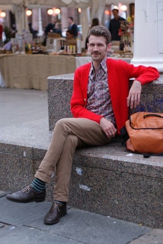 Мужская красная рубашка с длинным рукавом в шотландскую клетку от Polo Ralph Lauren