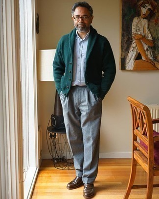 Мужские серые шерстяные классические брюки от John Lawrence Sullivan