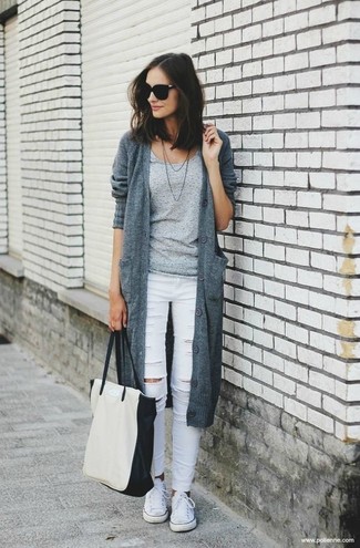 Белые рваные джинсы скинни от Dolce & Gabbana