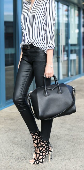 Черные кожаные узкие брюки от Vanessa Bruno