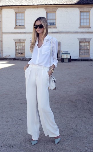 Женская белая шелковая классическая рубашка от Valentino